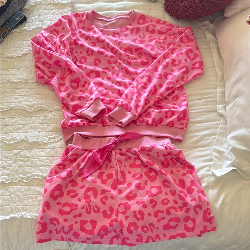 Pink Animal Print Lounge Set